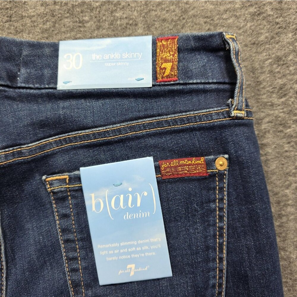 7 For All Mankind Jeans Womens 30 Blue The Ankle Skinny b(air) Distressed NWT - Picture 7 of 11